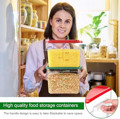 FoldTier 2 Pcs Square Food Storage Containers, Green, Red, 12 Qt