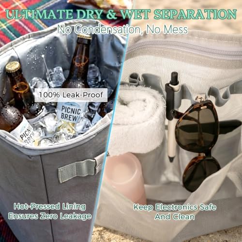 2-in-1 Cooler Organizer Insert for Large Beach Tote Bags