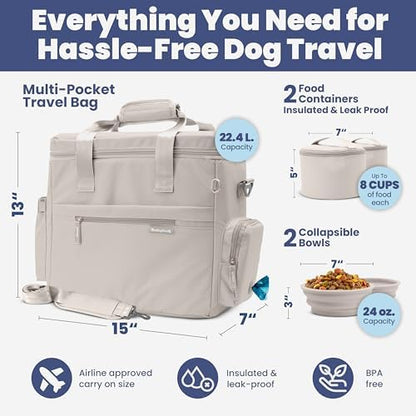 Rubyloo Original Doggy Bag™ Dog Travel Bag for Supplies with Travel Bowls