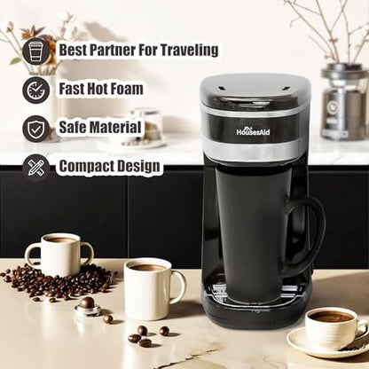 Single Serve Coffee Maker, 15oz Portable One Cup Coffee Brewer