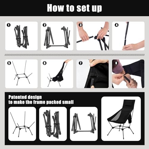 2 Pack High Back Camping Chair, 2-in-1 Height Adjustable, Heavy Duty