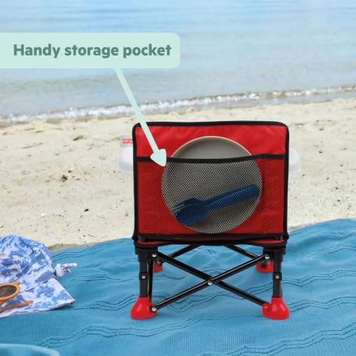 Disney Pixar Cars Pop 'N Sit Portable Booster by Bright Starts, Indoor/Outdoor Use, Floor Seat with Feeding Tray, Red, Unisex, 6 Months - 3 Yrs
