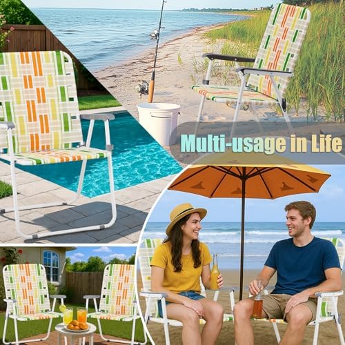 Outvita Webbed Lawn Chairs Set of 2, Easy Open & Lightweight Rainbow