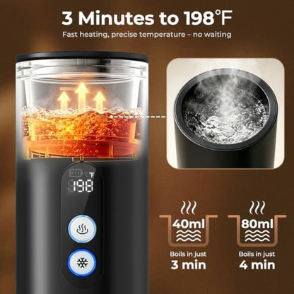 Portable Espresso Machine,15 Bar 2-In-1 Coffee Maker,Self-Heating USB-C Coffee Machine for Travel,Camping,RV, Hiking,Office,Black