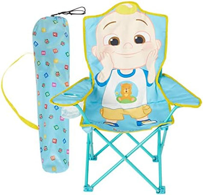 Cocomelon Kids Folding Camp Chair with Carry Bag,Indoor/Outdoor Portable Chair, Lightweight & Compact, Great for Travel, Camping, Beach, Ages 3+