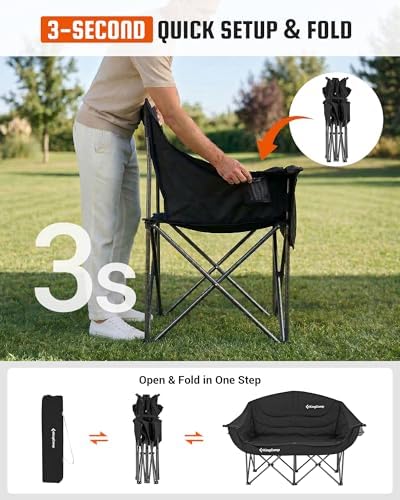 KingCamp Double Camping Chair, Heavy Duty 660lbs Folding 2 Person Chair