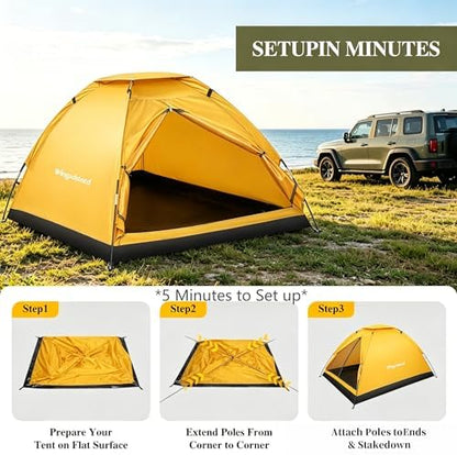 1-2 Person Camping Tent, Easy Manual Setup Dome Tent, Waterproof Windproof Lightweight Backpacking Tent with Breathable Mesh for Hiking, Outdoor Travel & Beach