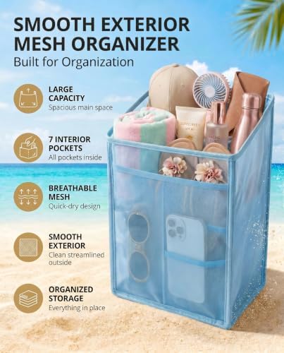 Insulated Cooler Organizer Insert Compatible with XL Bogg Bag,2-in-1 Dry-Wet Separate Tote Insert Leakproof Cooler&Mesh Storage Bag,Bogg Bag Accessories for Beach,Camping