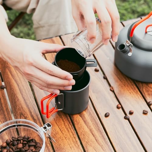 Odoland 1.2L Camping Coffee Pot Camp Coffee Makers, Mug and Coffee Filter