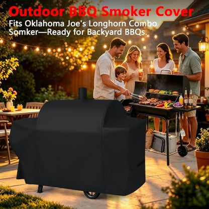 i COVER Grill Cover for Oklahoma Joe's Longhorn Combo Charcoal Gas Smokers & Grills Protection Heavy Duty Waterproof Patio Outdoor Canvas Barbeque BBQ Smoker Covers