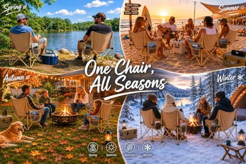 Folding Camping Chair Set, 4 Pack Portable Outdoor Chairs