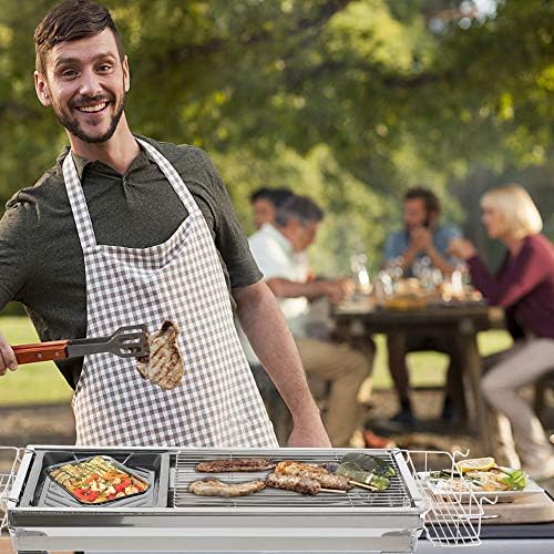 Portable Charcoal BBQ Grill, Foldable Smoker Tall Barbecue Grill Charcoal Outdoor Lightweight for Cooking Camping Hiking Picnics Tailgating Backpacking Garden Beach Party (39.3"L x 27.9"H)