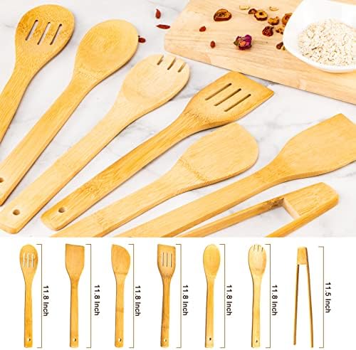 Eisinly 7-Piece Wooden Cooking Spoons, Natural Bamboo Utensil Set