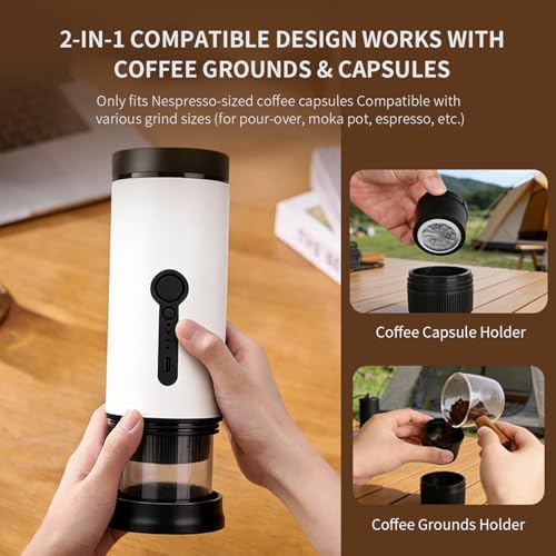 SANMAS Portable Espresso Maker, 20 Bar Travel & Camping Coffee Maker 3-in-1