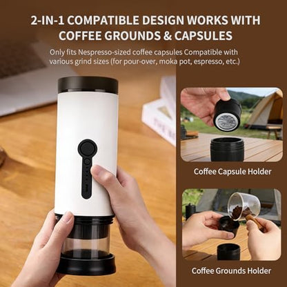 SANMAS Portable Espresso Maker, 20 Bar Travel & Camping Coffee Maker 3-in-1