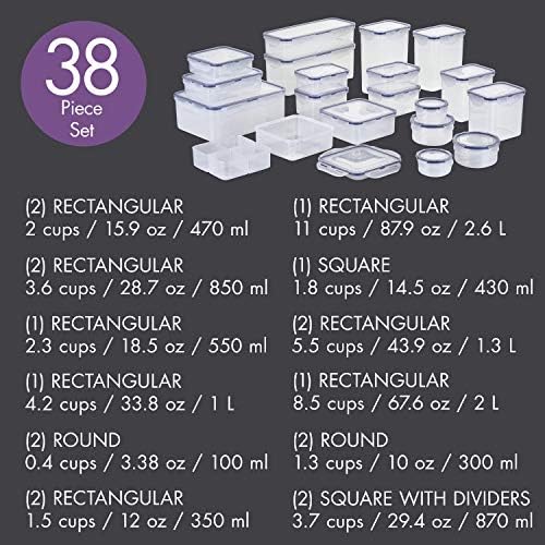 Lock & Lock Airtight Food Storage Containers with Lids, 38-Piece Set