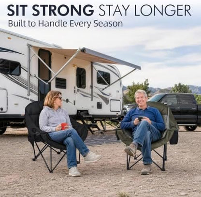 Oversized Camping Chair for Adults 2 Pack - Heavy Duty Outdoor Padded Chair