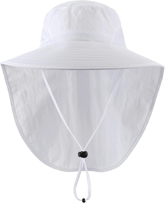 Home Prefer Outdoor UPF50+ Sun Hat Wide Brim Mesh Fishing Hat with Neck Flap