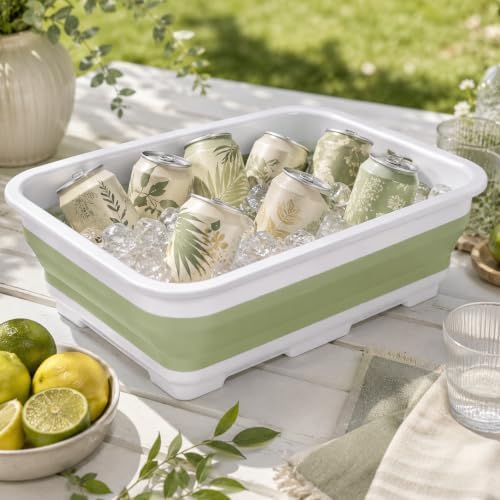 Goderewild Collapsible Dish Pan, 10L (2.6 Gal) Foldable Sink Tub