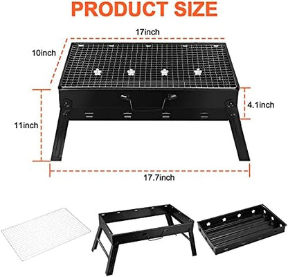 KOCASO Portable Charcoal Grill Foldable - Lightweight BBQ Smoker Grill for Camping, Tailgating, Picnics & Outdoor Grilling, Compact Design with Removable Ash Catcher