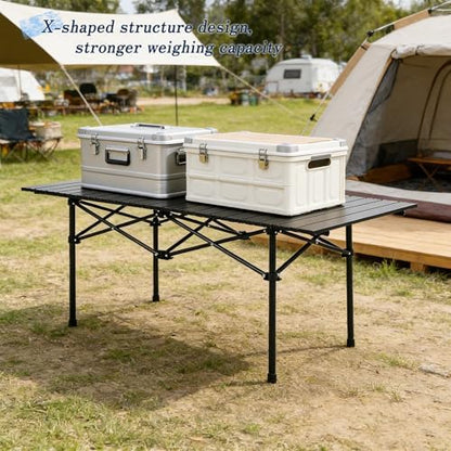 Camping Table with 6 Chairs, Portable Folding Picnic Table Set