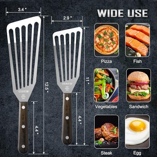 2 Pack Fish Spatula - Stainless Steel Turners, Metal Spatula Set