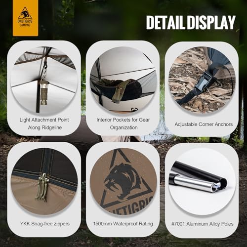 OneTigris COSMITTO 2 Person Backpacking Tent Shelter- Free Standing Lightweight Waterproof 3 Season Camping Tent for Outdoor Hiking Mountaineering