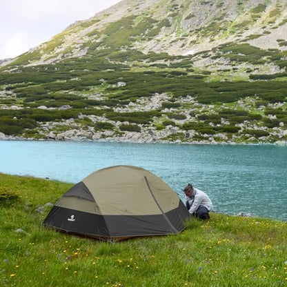 Bessport Camping Tent for 2-3 Person, Lightweight Backpacking Tent Waterproof Windproof Two Doors Easy Setup Double Layer Outdoor Tents for 3 to 4 Seasons, Suitable for Outdoor,Hiking,Camping