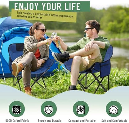2 Pack Folding Camping Chairs Portable, Blue, Solid Color