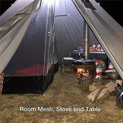 4 Persons 5lb Lightweight Tipi Hot Tents with Stove Jack, 7'3" Standing Room, Teepee Tent for Hunting Family Team Backpacking Camping Hiking