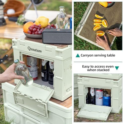 Collapsible Camping Storage Bin 26L with Lockable Doors & Cutting Board