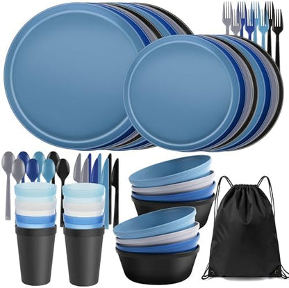 56 Piece Dinnerware Set for 8, Unbreakable Plates and Bowls Set