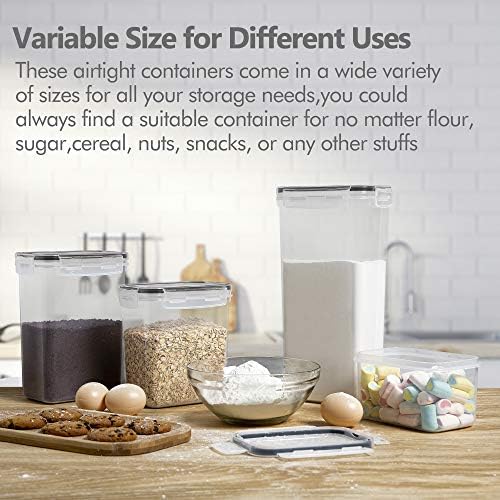 CHEFSTORY Airtight Food Storage Containers Set, 14 PCS Kitchen Storage Containers with Lids for Flour, Sugar and Cereal, Plastic Dry Food Canisters for Pantry Organization and Storage (Pack of 2)