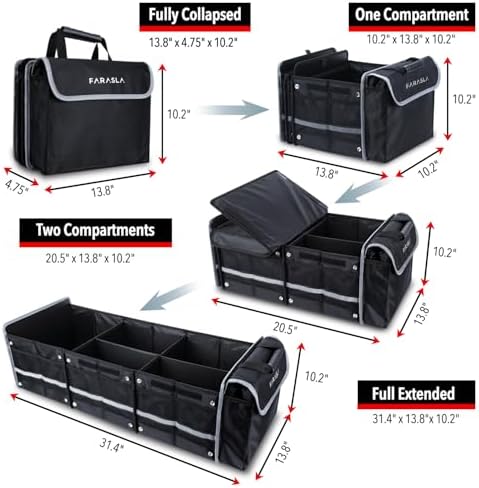 Farasla Waterproof Car Trunk Organizer with Cooler Bag