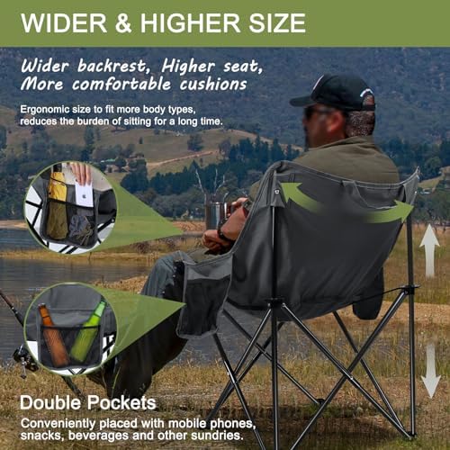 Joyfair Camping Lawn Chair for Adult, Outside Beach Chairs (2 Pack, Grey)