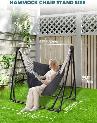 ANYOO 2-in-1 Hammock & Chair Stand with Collapsible Steel Frame & Carry Bag