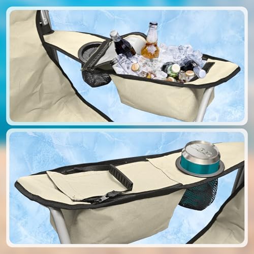 BESTHLS Portable Folding Camping Chair with Canopy Shade for 3 Person White