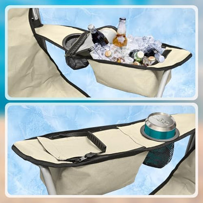 BESTHLS Portable Folding Camping Chair with Canopy Shade for 3 Person White