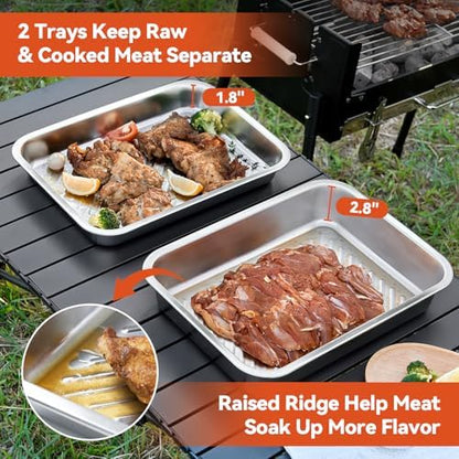 5-in-1 Grill Food Prep BBQ Meat Tray Container and Carry System Accessories