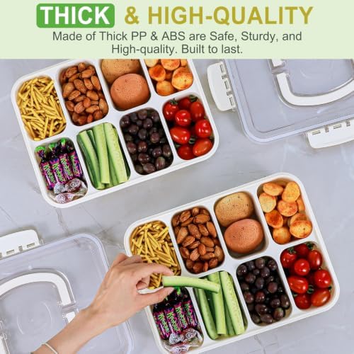 Caperci Snackle Box Container with Handle, 8-Compartment Serving Tray