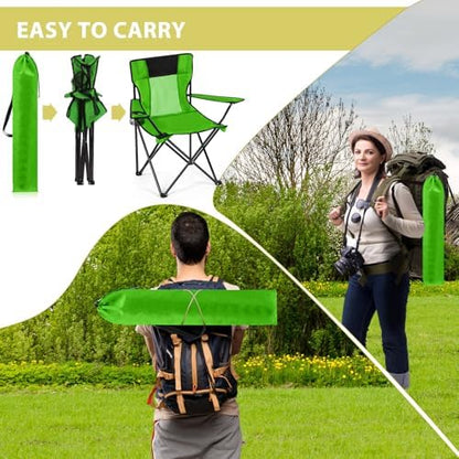 Shellwei 2 PCS Folding Camping Chair with Cupholder and Carry Bag Regular Size Colorful Breathable Portable Lightweight Lawn Chair with Side Pocket for Fishing Hiking Beach Outdoor Activity