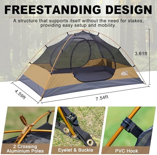 camppal 2 Person Backpacking Tent Waterproof Lightweight 2 Man Camping Tent
