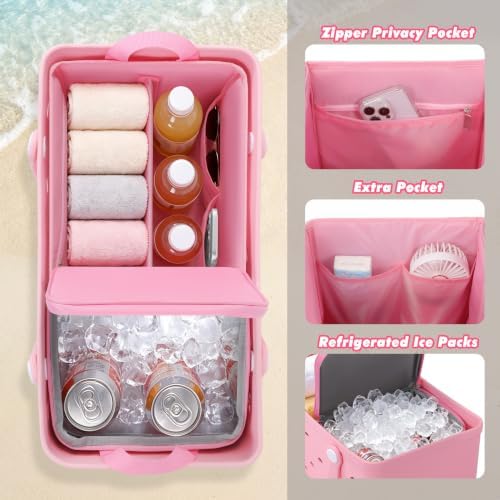 Cooler Organizer Insert Compatible with Bogg Bag XL, Leak-Proof Ice Chest Beach Bag with Removable Divider, Zippered Pouch, Portable Travel Organizer for Beach, Picnic, Camping, Pool