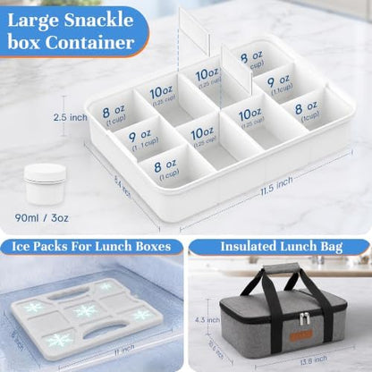 Caperci Large Chilled Snackle Box Container with Ice Pack & Leak-Proof Lid
