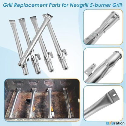 Replacement Parts Kit for Nexgrill 5-Burner 720-0888 720-0888N 720-0888A, 4-Burner 720-0830H 720-0830, Cooking Grate, Grill Heat Shield and Burner Kit for Nexgrill Replacement Parts