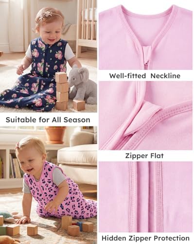 Yoofoss Baby Sleep Sack 0-6 Month 0.5TOG 100% Organic Cotton 2-Way Zipper