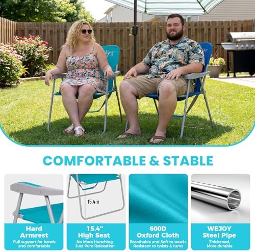#WEJOY Folding Beach Chairs for Adults, High Back Lightweight for Camp Lawn