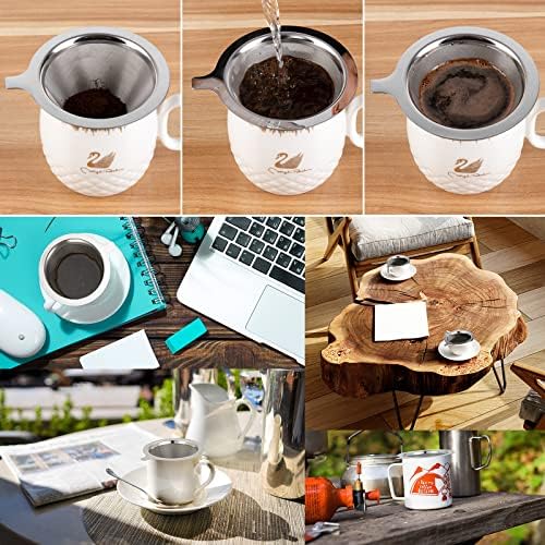 Pour Over Coffee Maker,Coffee Filter,Slow Drip Paperless Stainless Steel Cone Coffee Dripper(1-2 Cup)