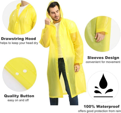 Opret 2 Pack Raincoats for Adults Reusable, EVA Rain Ponchos Lightweight Rain Coat Waterproof Rain Gear for Men and Women