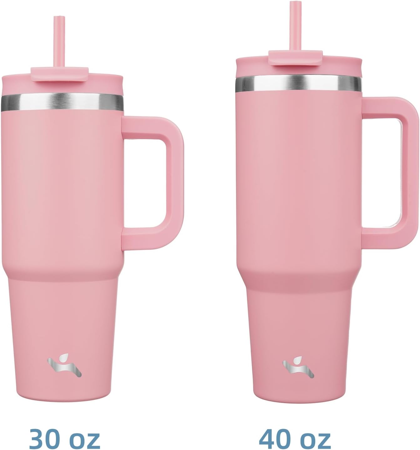 30 oz Tumbler with Handle and 2 Straws,2 in 1 Lid Insulated Water Bottle Stainless Steel Travel Coffee Mug,Pink